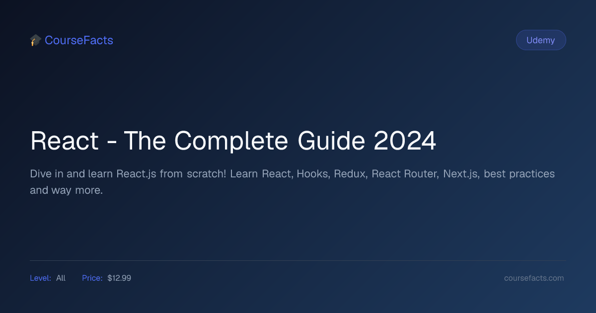 React - The Complete Guide 2024 Review 2026 | CourseFacts